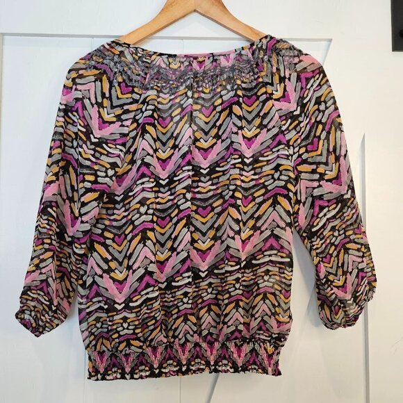 Daniel Rainn Embroidered Peasant Cottagecore Top Pink Oversized Small Petite - Picture 4 of 9